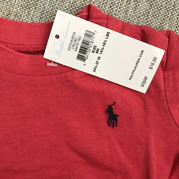 🌟3/$25 SALE🌟 NWT Ralph Lauren Red T-shirt - 6 M - Picture 2 of 2